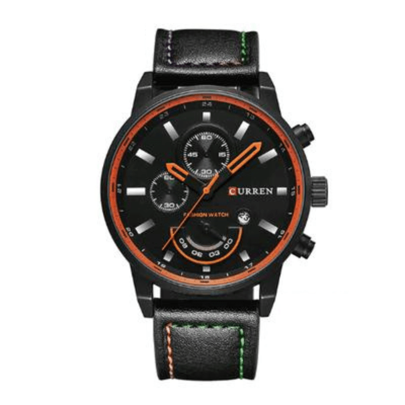 Relógio Masculino Curren M3 FFOrder Preto e Laranja 