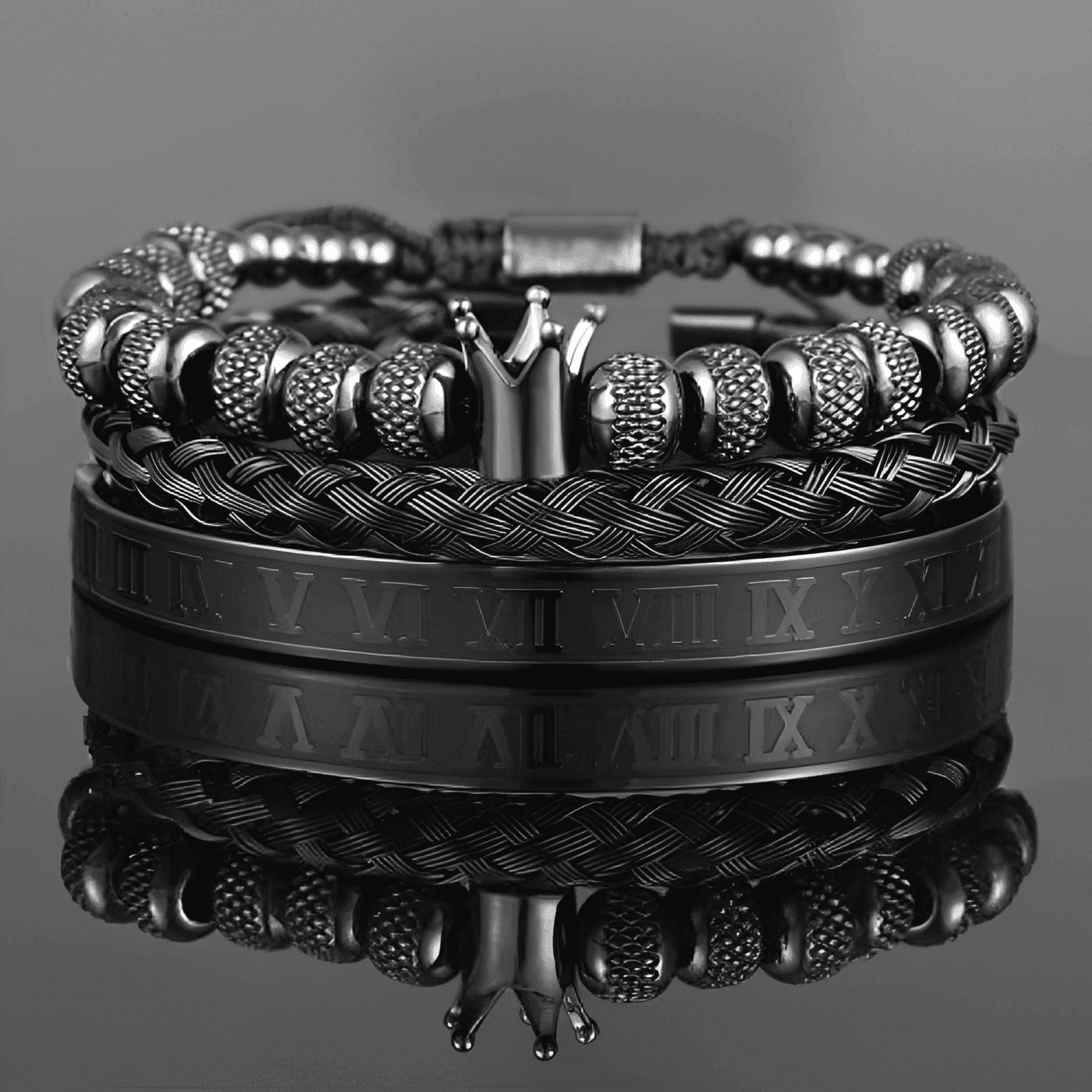 Conjunto Pulseiras Masculina - Nobreza Premium® Modernidade Shop Preto 