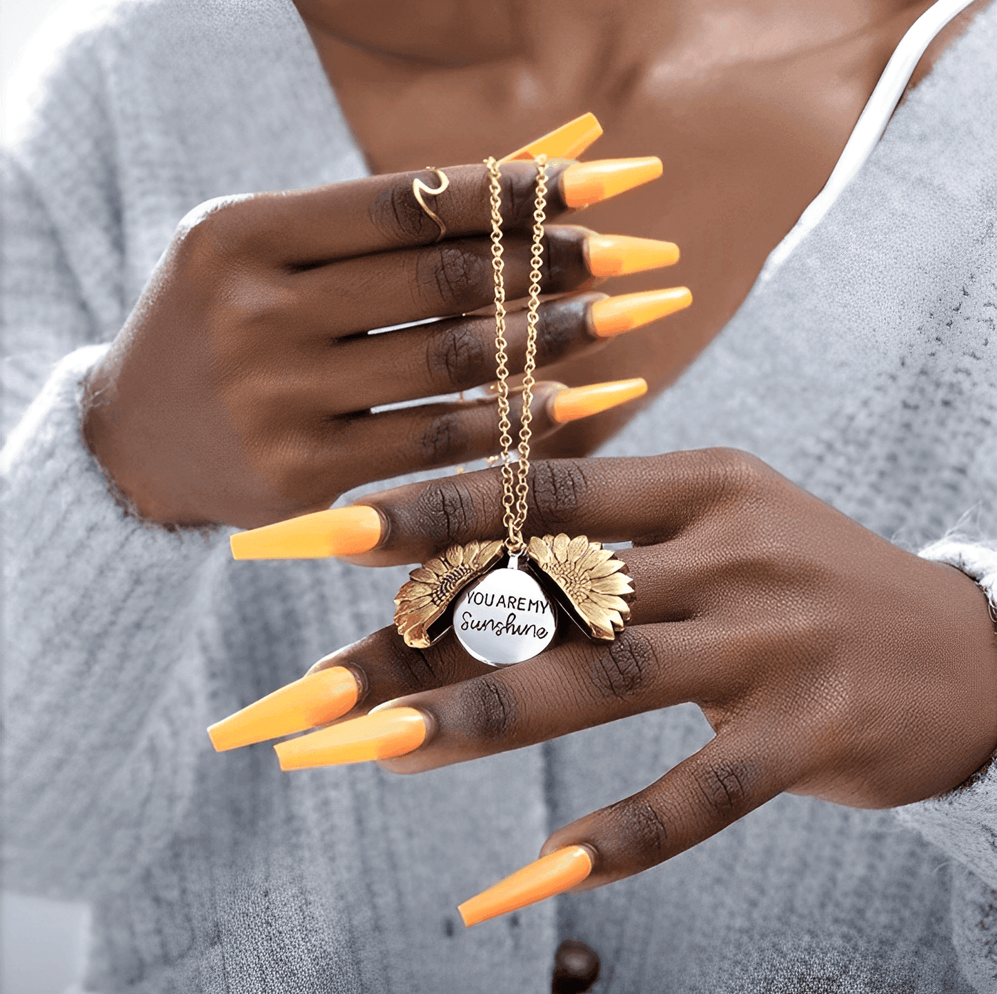 colar você é meu raio de sol, colar girassol, colar de presente, colar de girassol, colar feminino