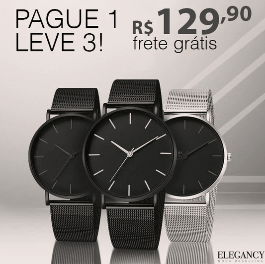 [Pague 1 Leve 3] Relógios Elegancy Minimal FFOrder 3pcs 1Set 