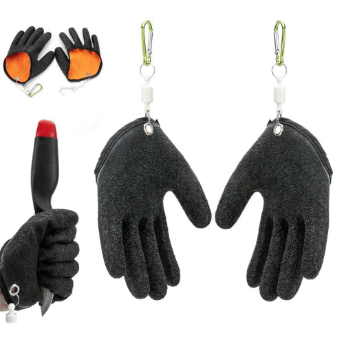Luvas De Captura De Pesca Pescador Antiderrapante Protege A Mão UseModerni Kit Completo (Lado Direito e Esquerdo) 