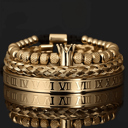 Conjunto Pulseiras Masculina - Nobreza Premium® Modernidade Shop Ouro 