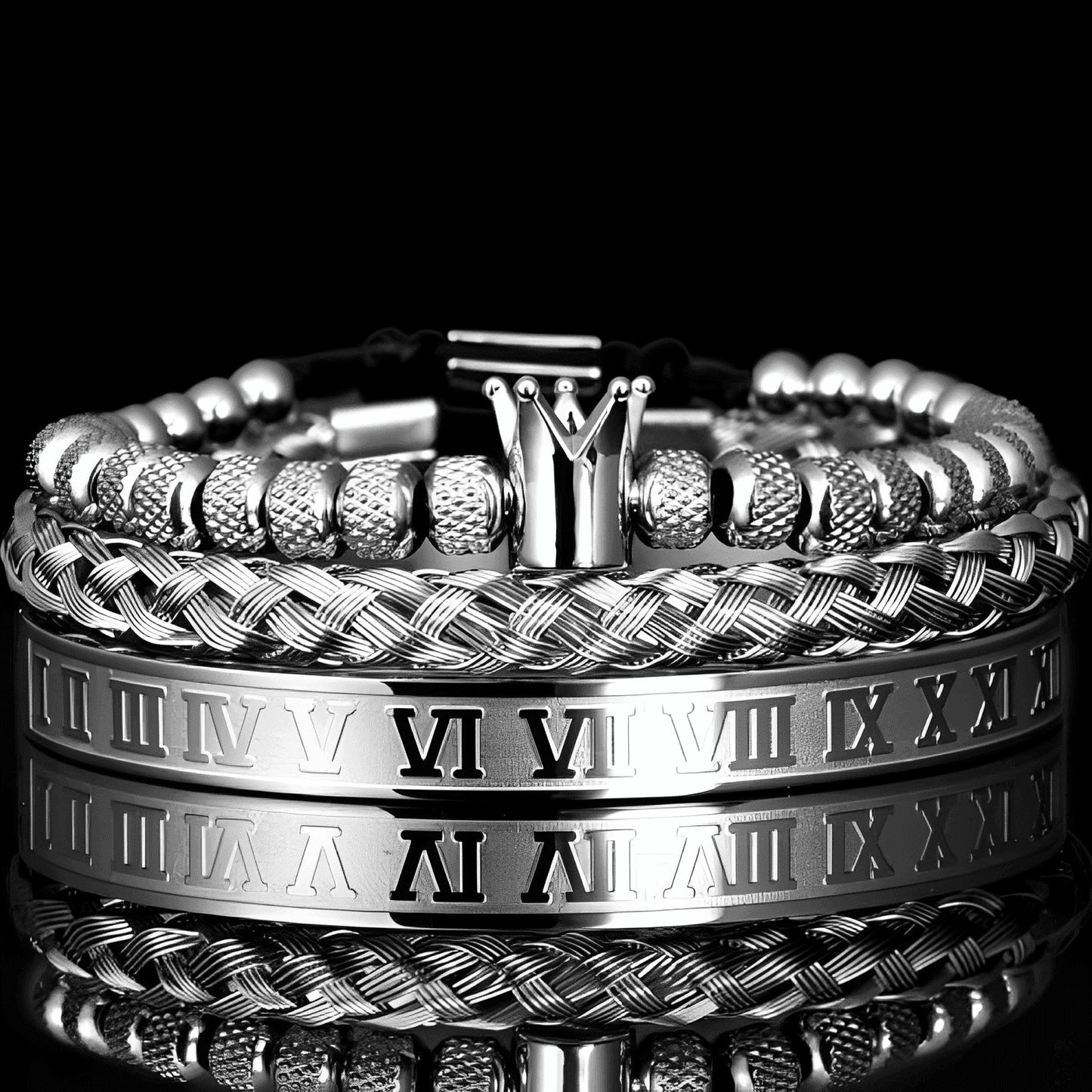 Conjunto Pulseiras Masculina - Nobreza Premium® Modernidade Shop Prata 