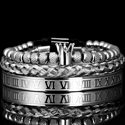Conjunto Pulseiras Masculina - Nobreza Premium® Modernidade Shop Prata 
